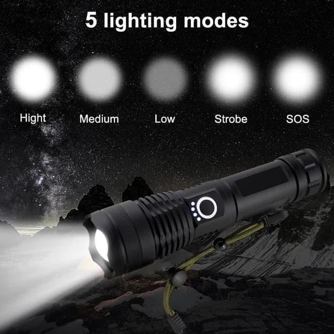 Senter Led Xhp 50 + Usb Charger / Terang 3X Police Swat / Super Terang