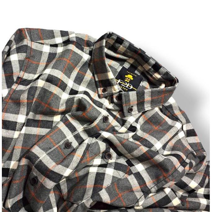Kemeja Flanel Pria Brand F2D Distro Lengan Panjang Motif Garis Kotak Slimfit 1057