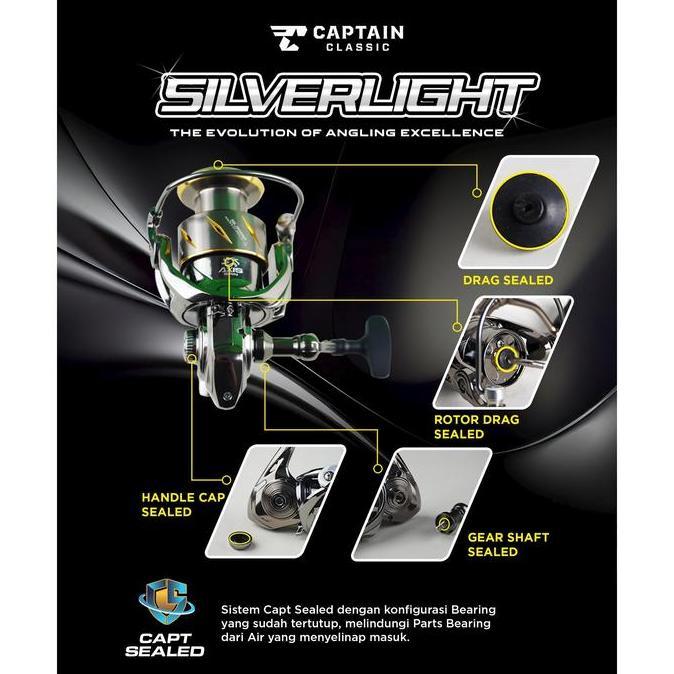 Reel Pancing CAPTAIN SILVERLIGHT  1500 - 4500 (4+1 Seal Bearing) Power Handle Murah