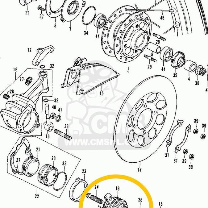 mekanik kaliper rem depan cakram cb125 gl100 gl125 cg125 cb200 twin
