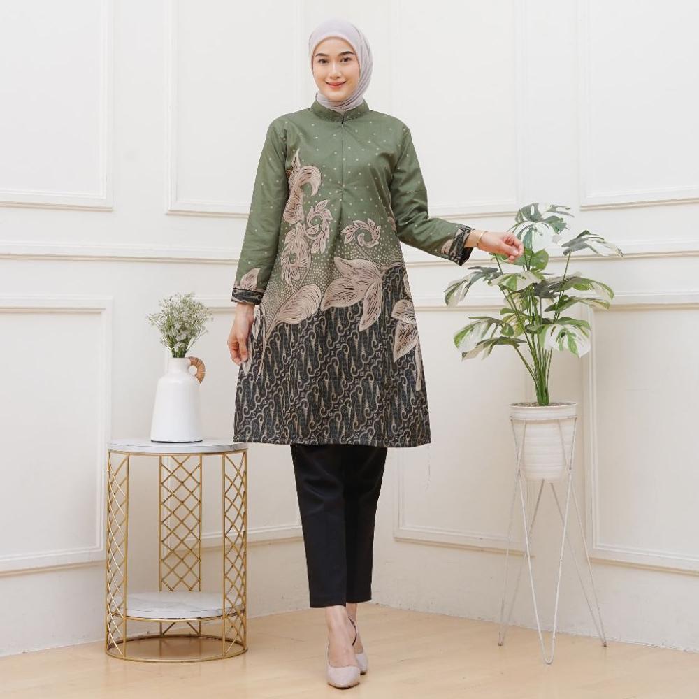 NEW tunik batik busui termurah seragam guru kantor pengajian kondangan blous atasan wanita lengan pa