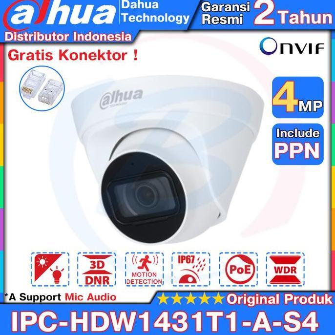 TERLARIS DAHUA IPC-HDW1431T1-A-S4 IPCAM INDOOR 4MP DENGAN MIC AUDIO SUPPORT POE RESOLUSI 3K GARANSI 