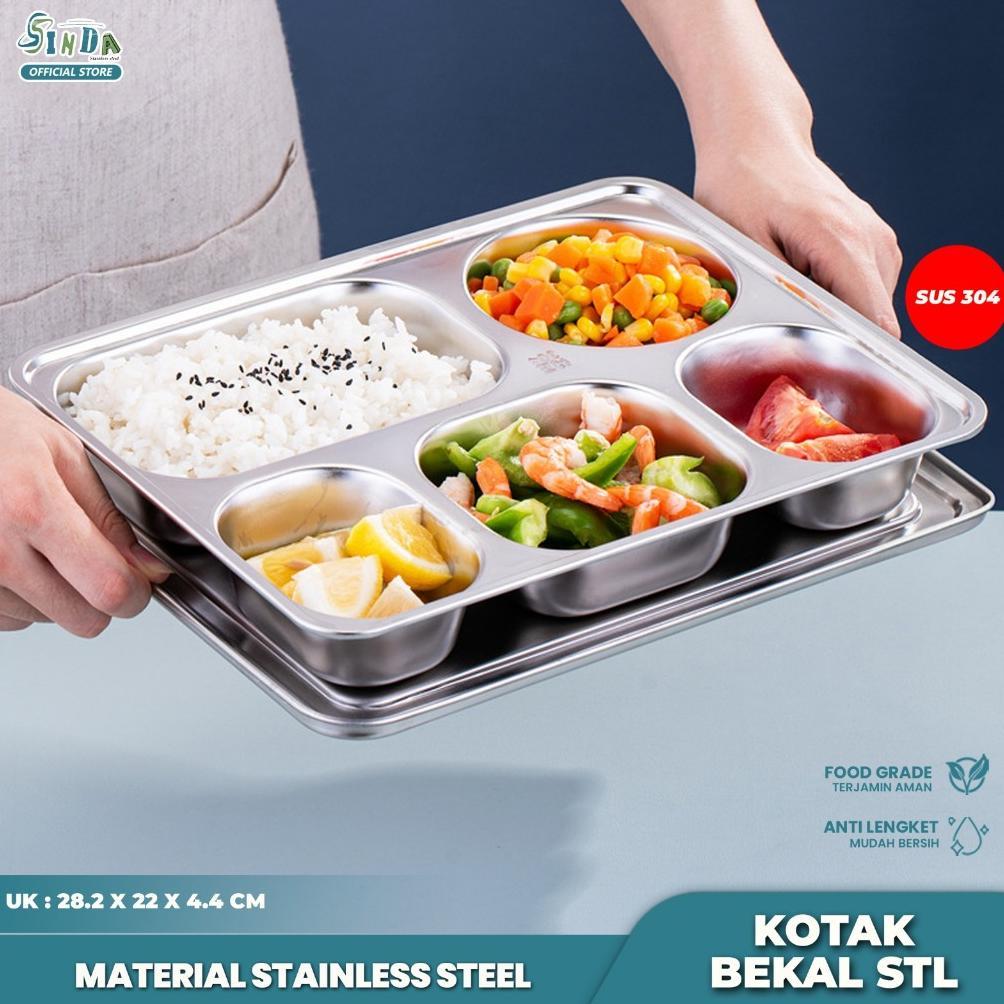 Food Tray Ompreng Stainless 304 Sekat 5 Kotak Makan Stainless