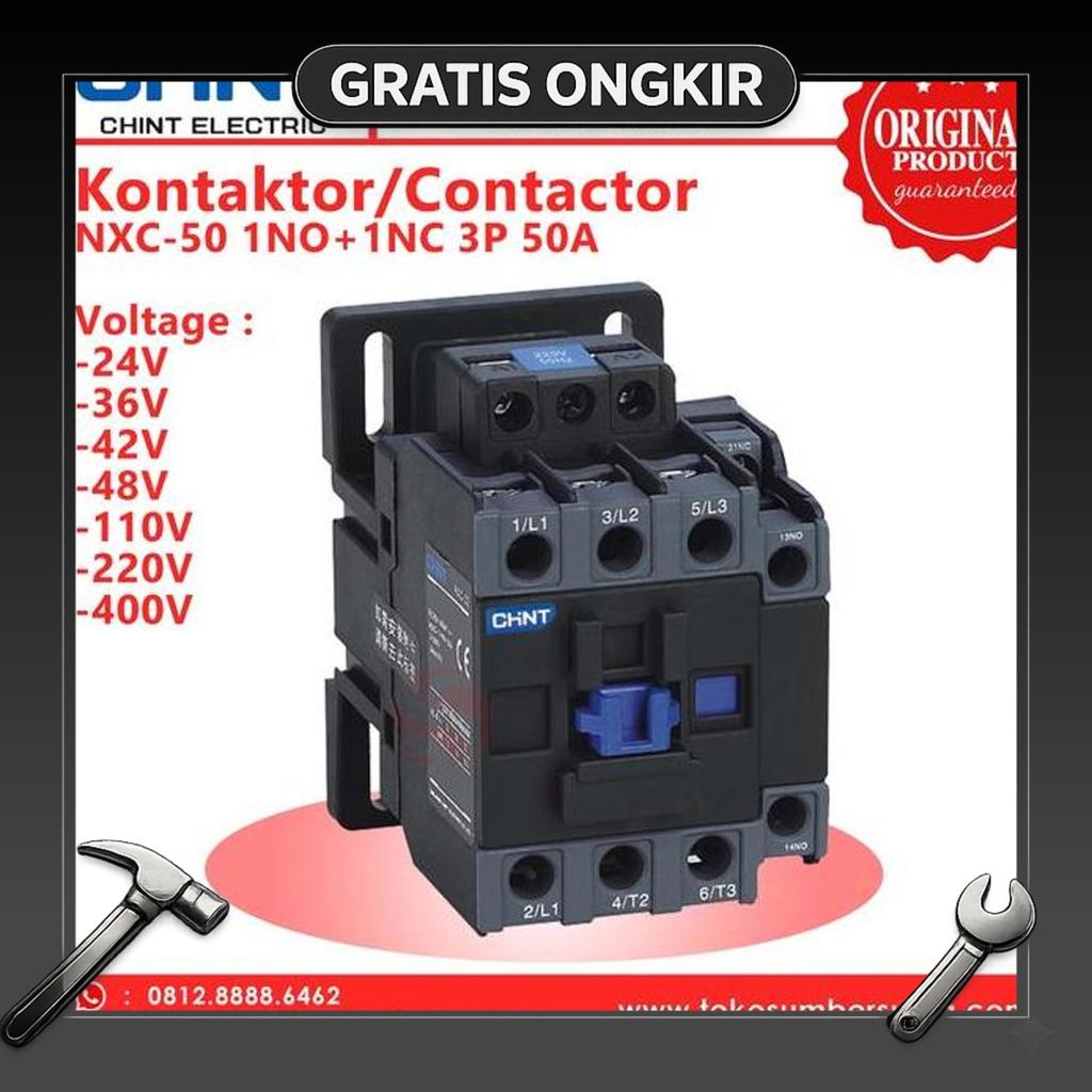 Kontaktor / Contactor Nxc-50 / Nxc50 3P 50A 22Kw Chint