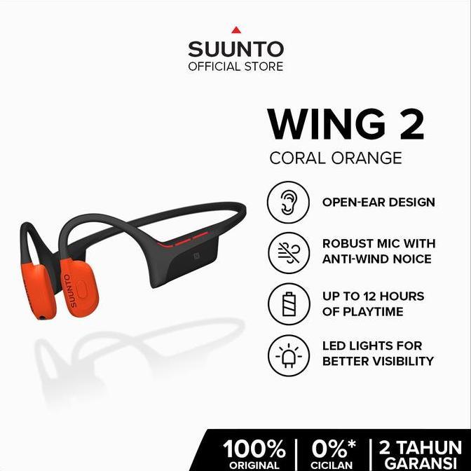 Grosir Suunto Wing 2 Coral Orange Premium Bone Conduction Headphones For Safe Adventuring