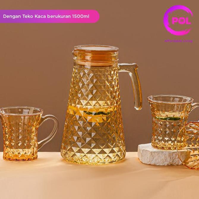 Essen- [Garansi Pecah] Pol Set Teko Air Kaca  Nanas 7 In 1 | Pitcher Glass Kettle 7 In 1 | Kettle Ai