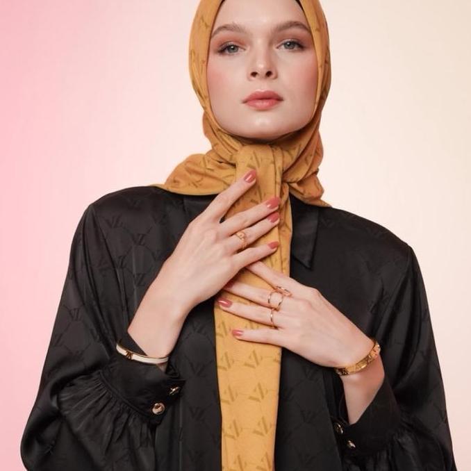 PREMIUM Vivi Zubedi VZ Monogram Voal Scarf Fashion Hijab Wanita Muslim Segi Empat Syari Bahan Voal P