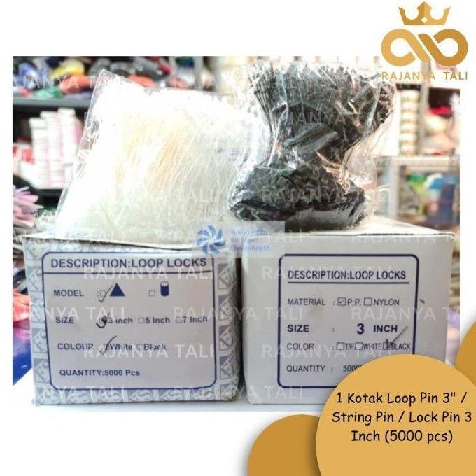 Lengkappoll- 1 Kotak Loop Pin 3" / String Pin / Lock Pin 3 Inch (5000 Pcs)