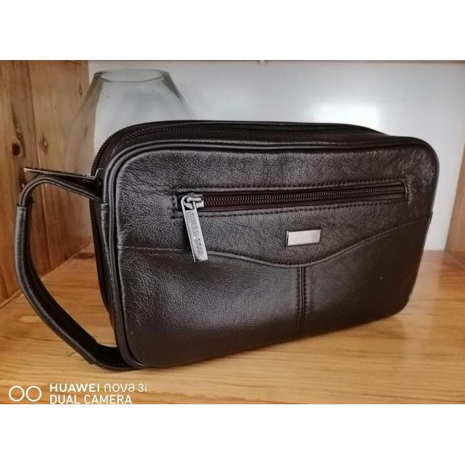 Clutch Pria Tas Tangan Jinjing Handbag Kulit Import Kulit Asli Pria