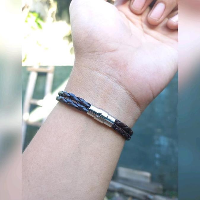 Ready GELANG TALI KULIT PU 2 LAYER DENGAN PENGAIT MAGNET Bracelets