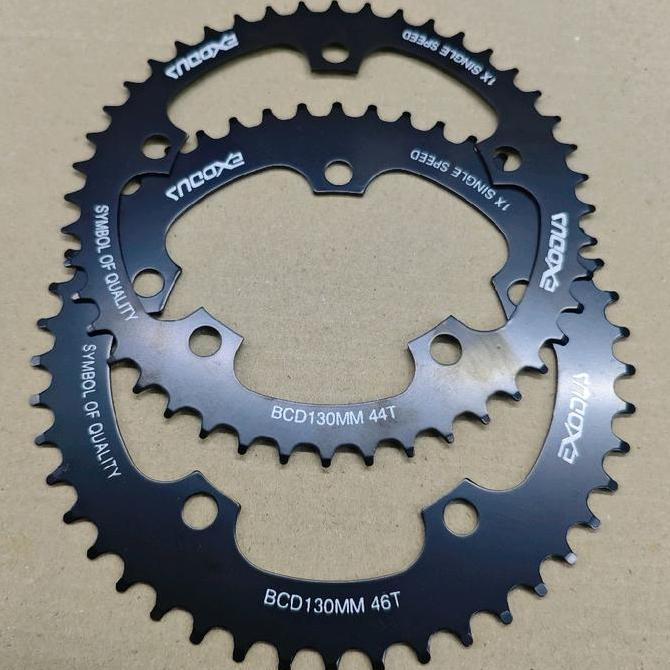 Lengkapbos- Chainring Single Speed 44T Dan 46T Exodus Bcd 130 Fixie Chain Ring Hitam Sepeda Mtb Fold