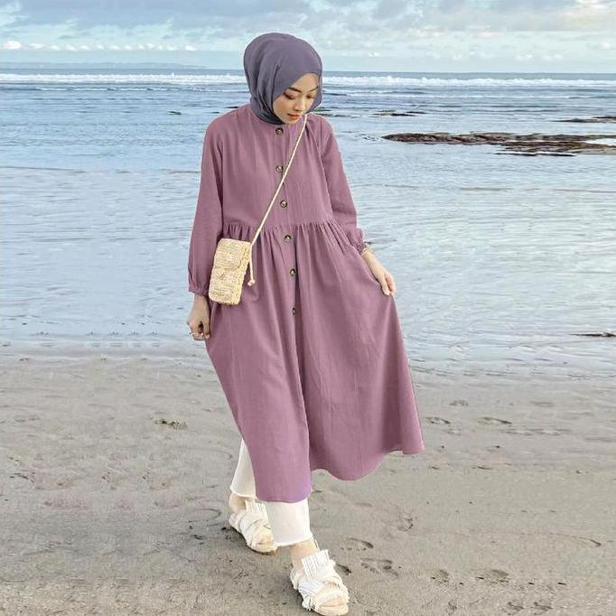 OOTD TUNIK CRINGKLE KEKINIAN/ATASAN TUNIK WANITA TERBARU OOTD