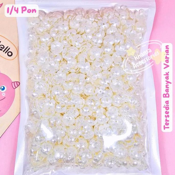 Ready (1/4 PON) Manik Manik Kelopak Bunga Mutiara Akrilik DIY Beads - BH173