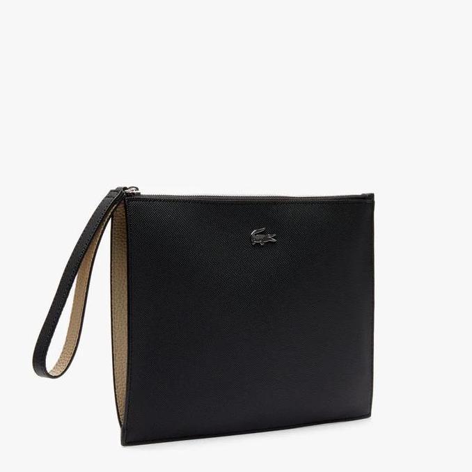 Clutch Pria Lacoste Unisex Anna Coated Piqu Canvas Zip Clutch