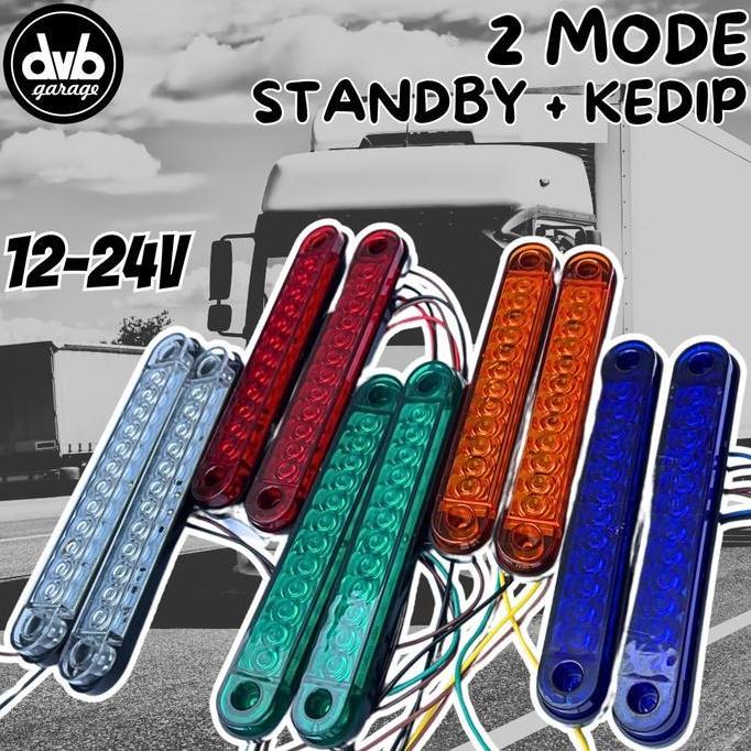 ZHURATMI (2 PCS) LAMPU LED STANDBY + KEDIP 12SMD REM BAK SAMPING 12-24V TRUK BOX MOBIL BUS UNIVERSAL