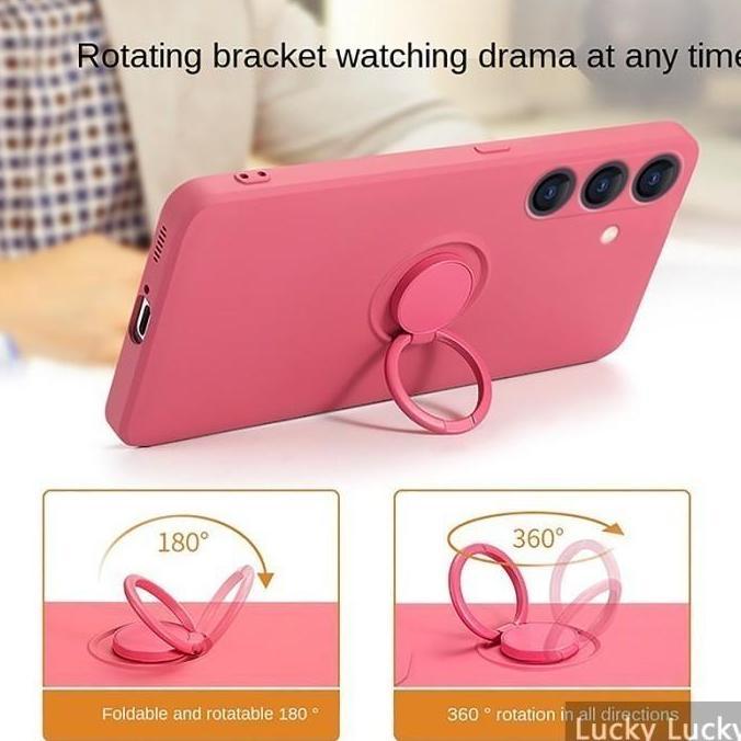 untuk Oppo Reno 6 4G 5G Case Candy Ring Stand Bracket Holder Silikon Liquid