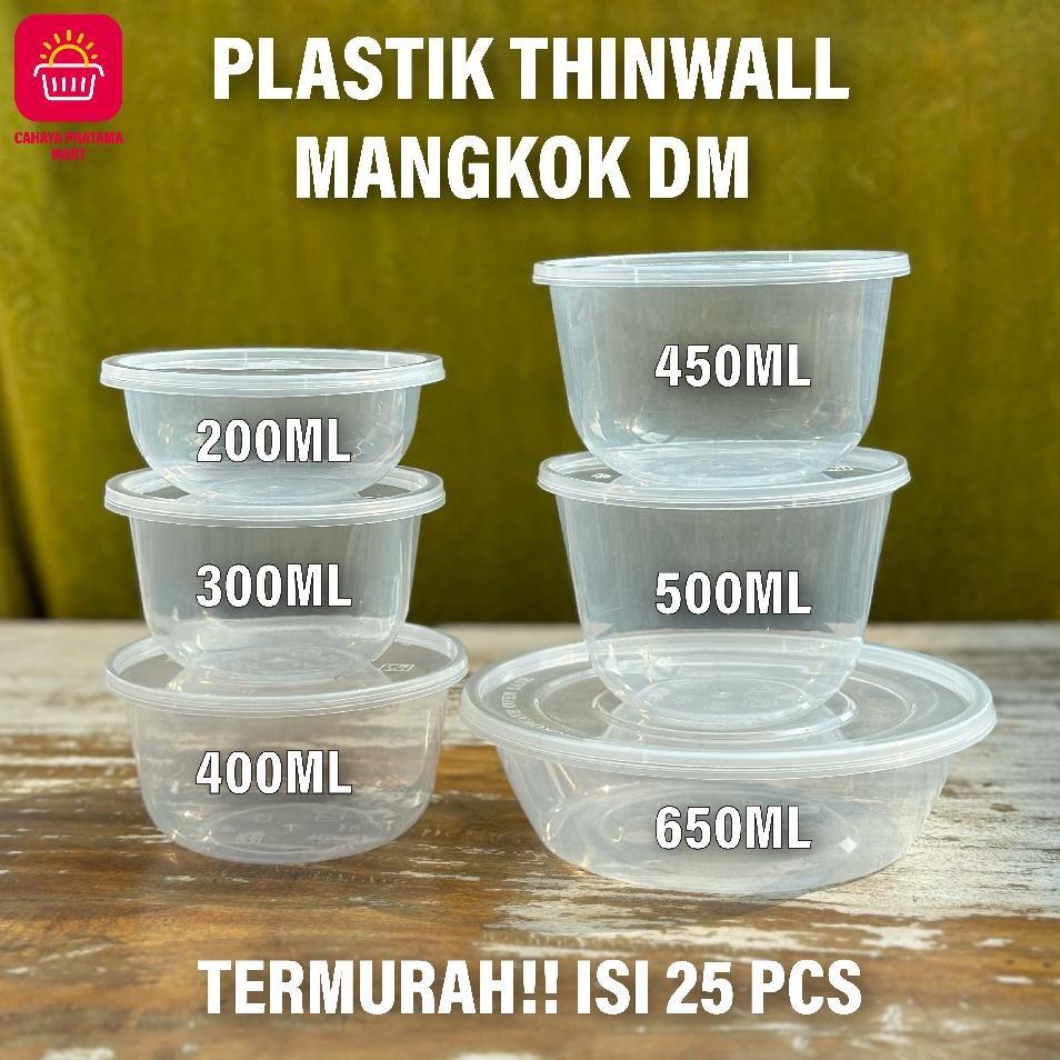 Thinwall Mangkok Isi 25 Pcs Mangkuk Plastik Bulat Datar Thinwall Bowl Round Dm Libra  Mangkok Makan 