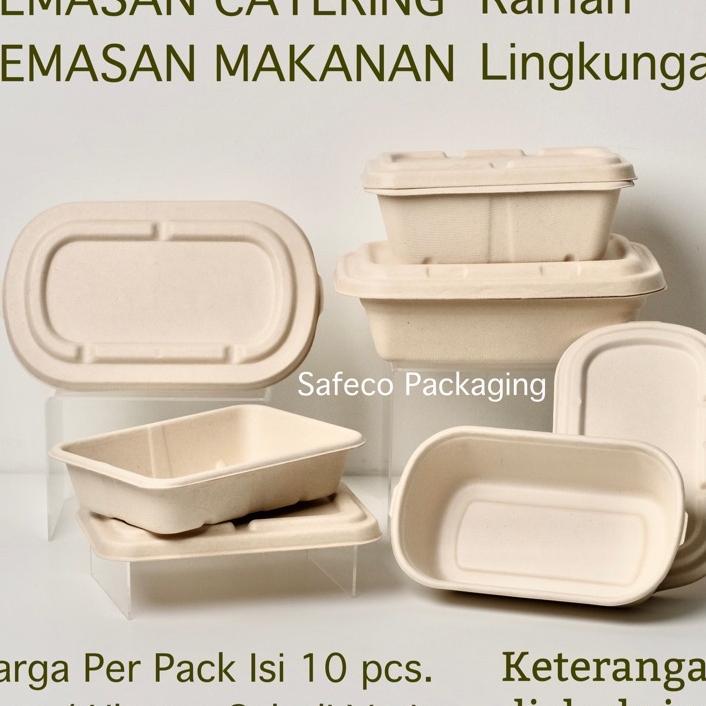 Safeco Bagasse Lunch Box Dus Catering Bento Kotak Kemasan Tempat Makan Katering Packaging Kemasan Ma