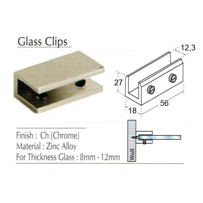 Ambalan Klem Jepit Kaca 8 - 12 Mm Glass Clamp U Jepit Klem Kaca 12 Mm