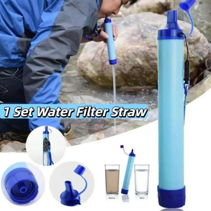 HYAKABA 1 Set Water Filter Straw Filter Air Minum Portable Outdoor Filter Air Darurat Berkemah Filte
