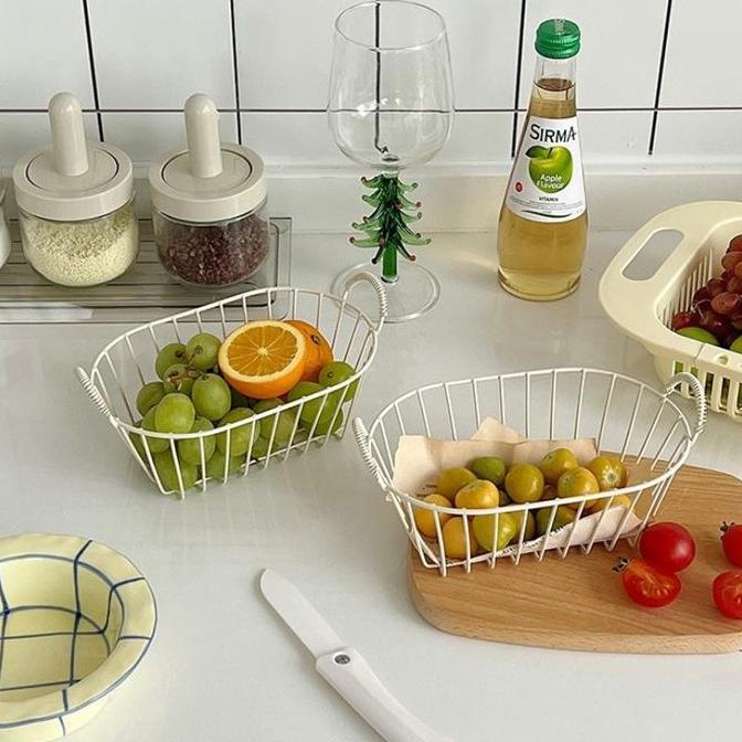 HYAKABA Besi Gaya Nordic Keranjang Penyimpanan Desktop Keranjang Buah Besi/Serbaguna Penyimpanan Bua
