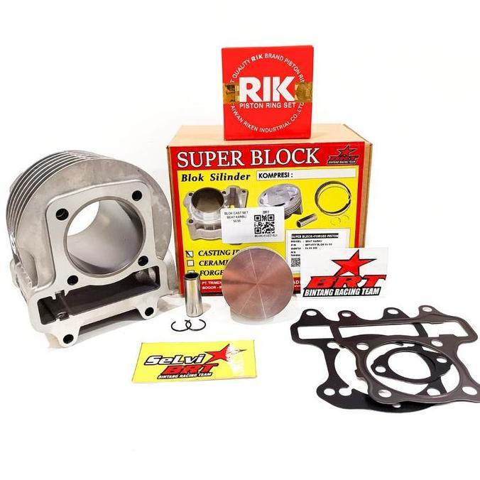 BLOK SET PISTON CASTING 54.50 13 BRT BEAT SCOOPY SPACY KARBU KARBURATOR 130CC BOREUP