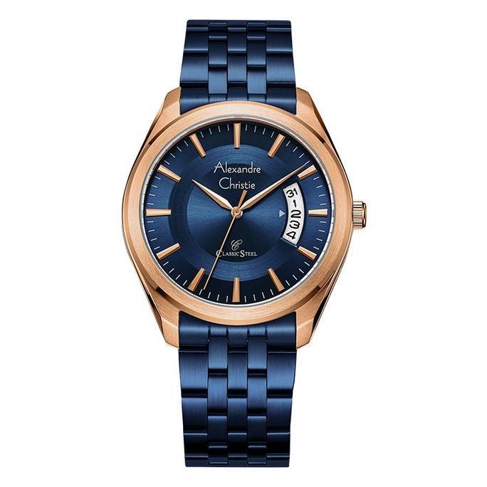 aqonik.id - jam tangan pria alexandre christie classic steel ac 8674 md burbu men blue dial blue sta