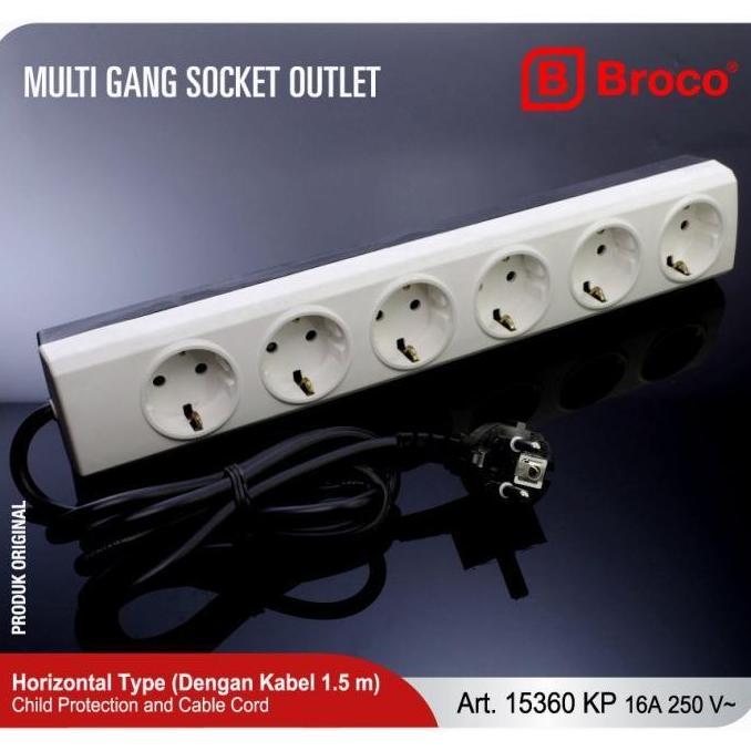 Supermax- Broco Stop Kontak 6 Lubang Cp 15360 Kp + Kabel 1.5M