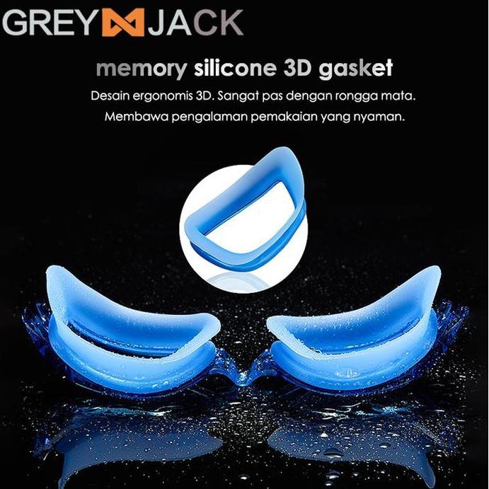 Cod,Bisa- Grey Jack Kacamata Sport Renang Desa Anti Fog Bahan Tr90+Silicone 3D Ringan Swimming Goggl