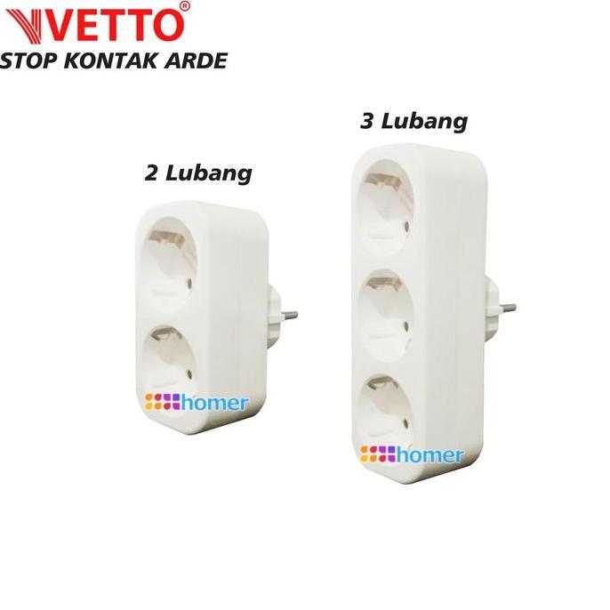 Supermax- Vetto Stop Kontak Arde Ber Sni 2 Lubang 3 Lubang Plug Indoor V8204 Langsung Colok Kabel Sa