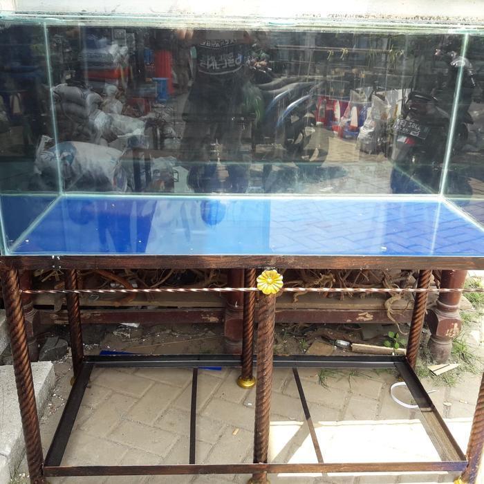 AQUARIUM CUSTOM 120x50x50 KACA DULL 8 MILIDAN RAK BESI ULIR