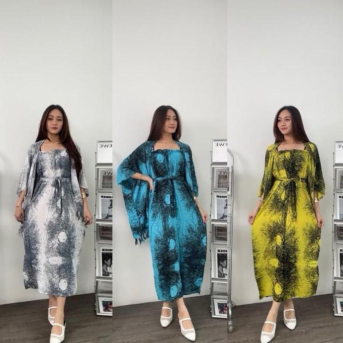 BEST SELLER  SETELAN WANITA BECCA DRESS BECCA MIX AUTER MOTIF AKAR BEST SELLER 