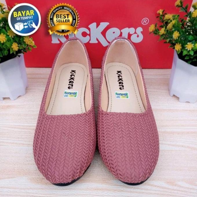 UPFRADE STYLE  flatshoes rajut wanita / Sepatu Rajut Flat Warna Hitam Kickers untuk Wanita Kerja kni