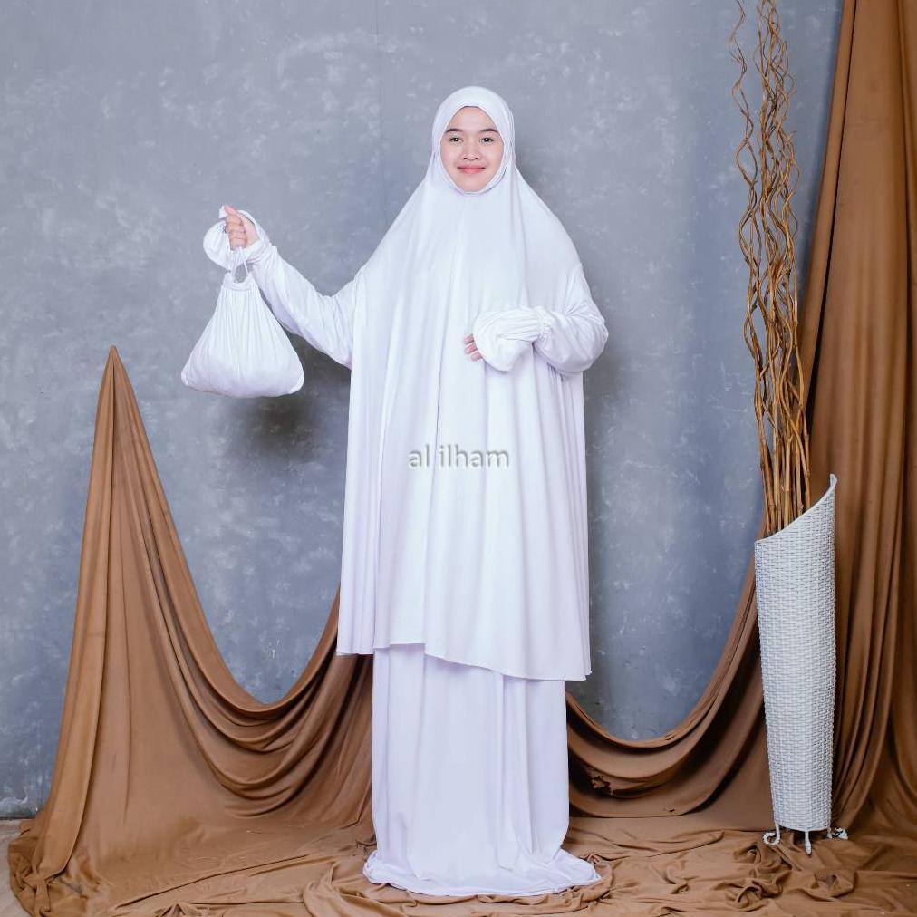 Lanajah -Mukena Dewasa Umrah Setelan Berlengan Menutup Dagu Jersey Premium SyarI Aisyah Series Gamis