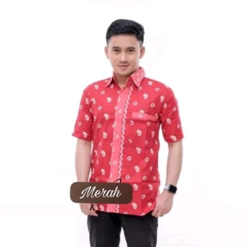 Premium Batik Jumputan Pria Kemeja Batik Jumputan Lengan Pendek Size M L Xl Xxl Xxxl