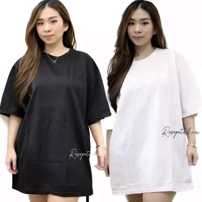 TERKINI Kaos Polos OVERSIZED UNISEX hitam putih oversized / kaos oblong 100% cotton / tshirt polos b