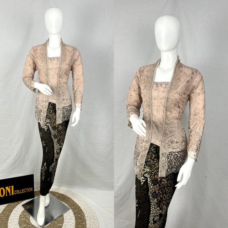 Murah Kebaya Modern Kutubaru Tille Payet Bunga-Bunga