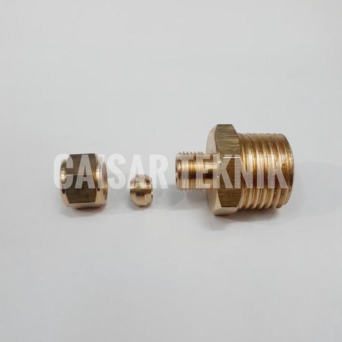 Male Conector 1/4" 1/2" Inch Kuningan