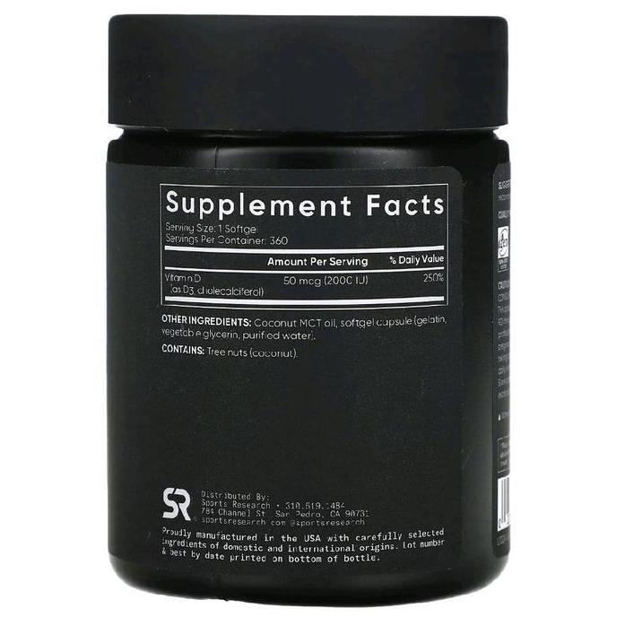 (READY STOCK) SR Sports Vitamin D3 D-3 2000 iu 360 Softgels April 2028