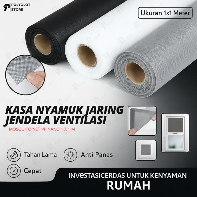 NICLIWITU TaffHOME 1 x 1 M Kasa Nyamuk PP Nano Jaring Kelambu Tirai Jendela Penutup Ventilasi Jendel