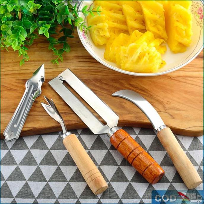 OTNEUDA Pisau Pengupas Mata Nenas Set-Alat Pengupas Biji Nenas-Set Pisau Nanas