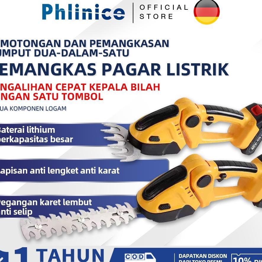 Phlinice Pemangkas Pagar Elektrik Gunting Pemangkas Pagar Pemangkas Pagar Pemangkas Isi Ulang Sabuk 