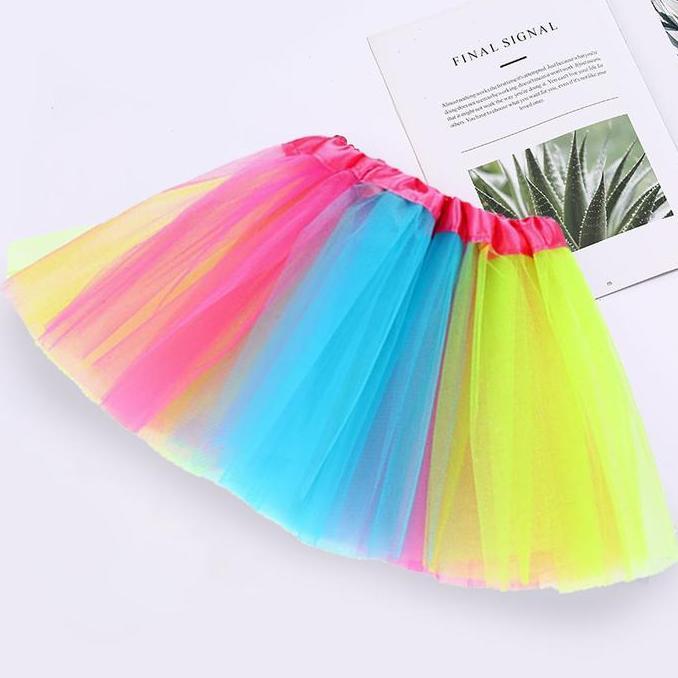 OTNEUDA Rok Pelangi Rok Tutu Perempuan Rok Rainbow Anak