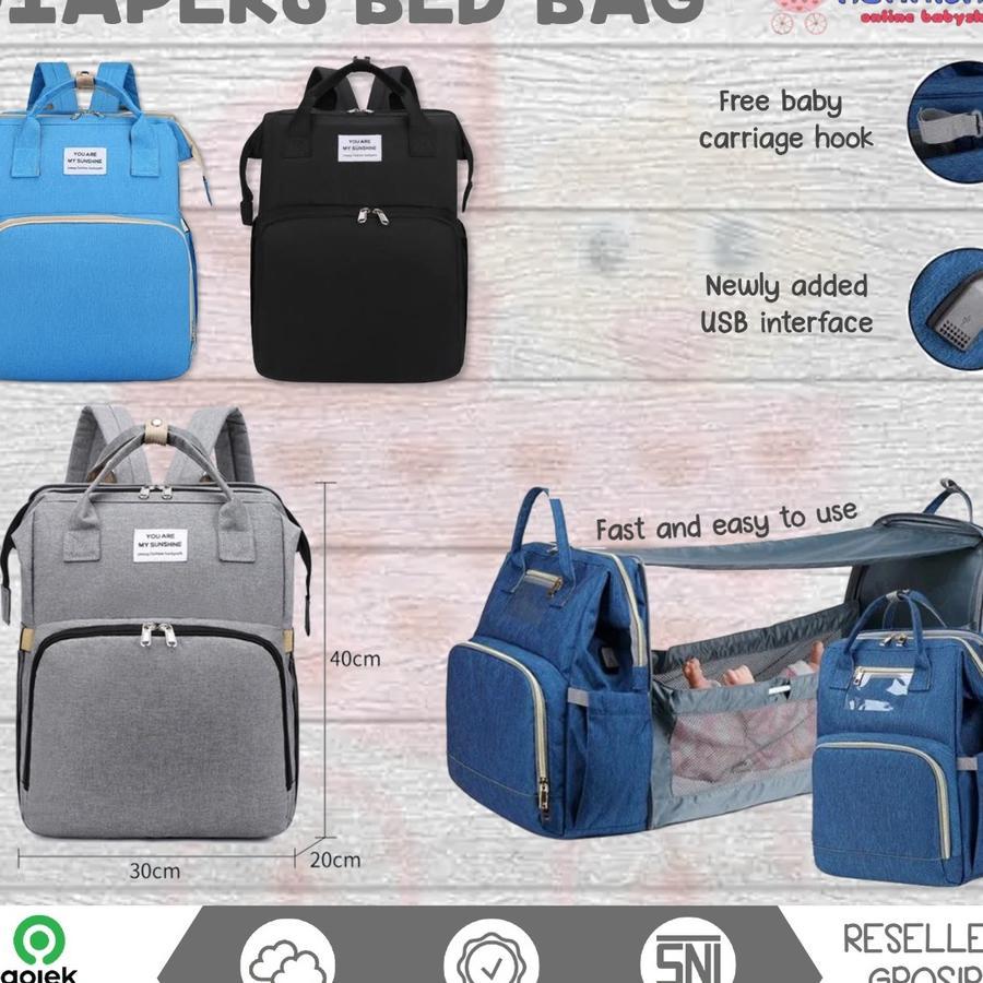 Tas Ransel Bed Premium Impor Tas Ransel Bayi My Sunshine Baby Diaper Split Long Bed Backpack Ibu Ana