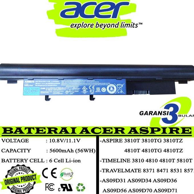 TERBARU - Baterai Original Laptop Acer Aspire 3810 3810T 3810TG 3810TZ 3810TZG