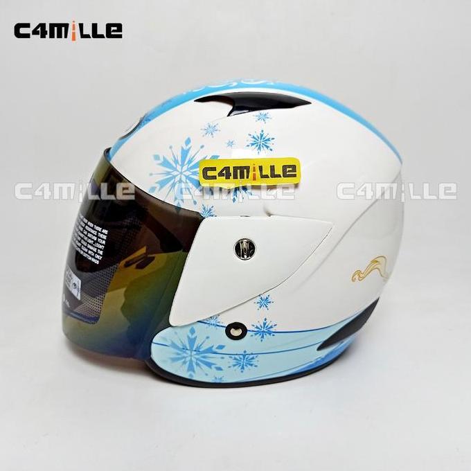 HELM MDS SPORT R3 FROZEN SISTER QUEEN WHITE BLUE HALF FACE