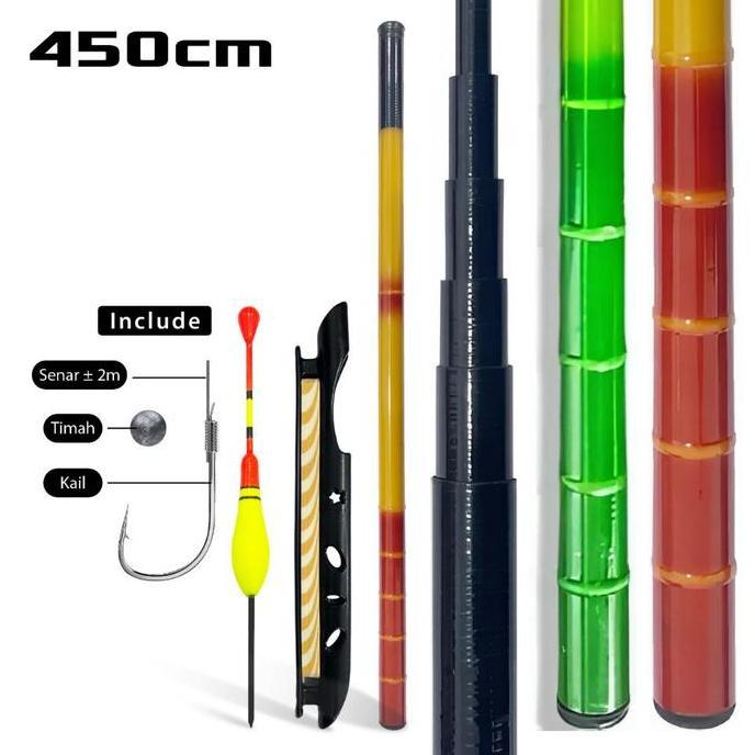 Jaaminkwalitas- 1 Set Paket Lengkap Joran Tegek Lipat Portable Joran Tegek Teleskopik Dengan Kail Ti