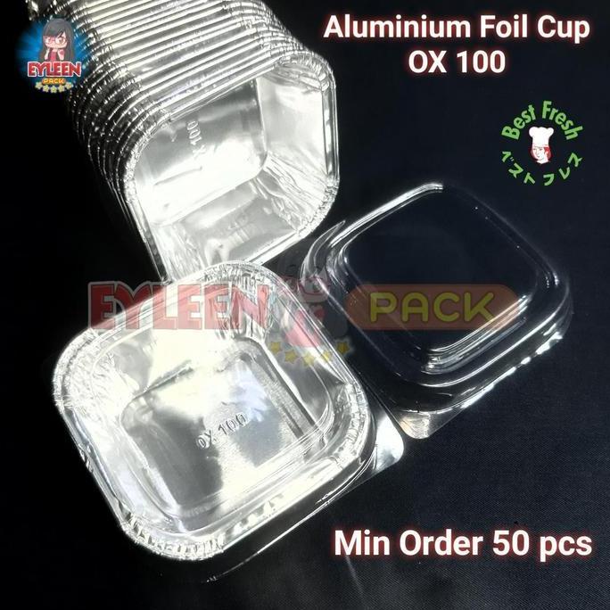 [50 PCS] Aluminium Foil Cup OX-100 + Tutup | Aluminium Foil Tray OX100
