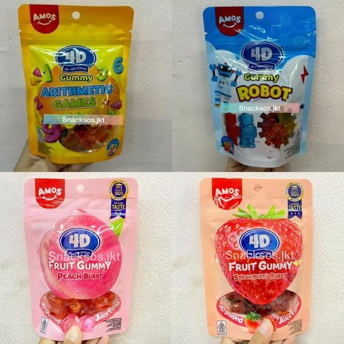 Torta- Amos 4D Gummy Robot / Arithmetic Games / Fruit Gummy Strawberry / Fruit Gummy Peach Jelly Can