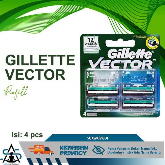 GILLETTE VECTOR REFILL PISAU CUKUR. Gilete Gillete Gilette - 4 pcs